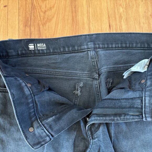 G Star Raw Mosa Straight Jeans Mens 33/30 Black Wash Denim - Picture 6 of 9